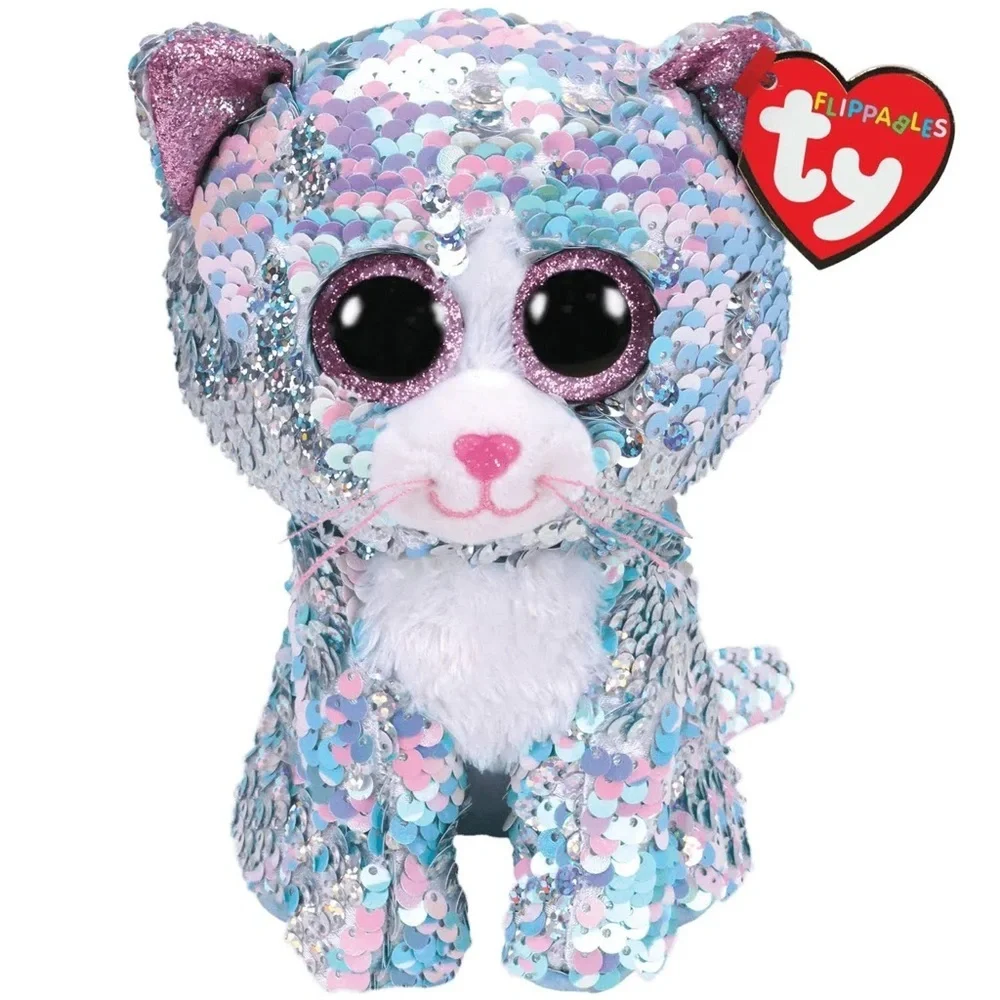 Ty Flippables Whimsy Sequin Cat Plush & Ty Jenni the Rainbow Cat